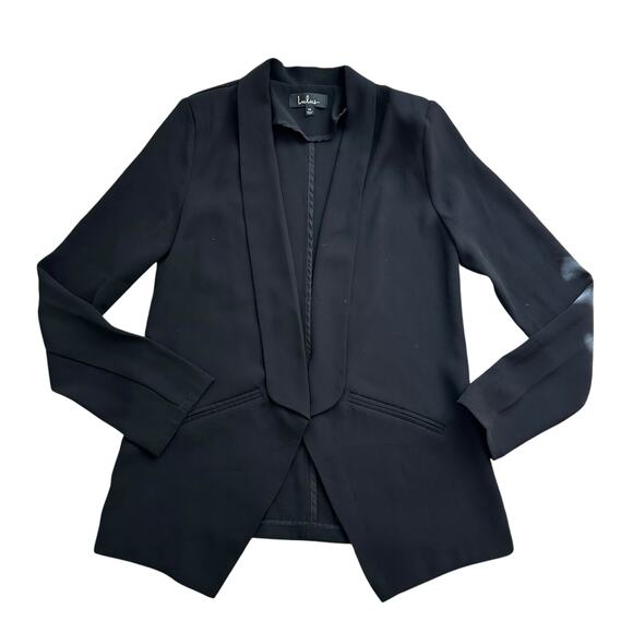 Lulu's Miss Punctuality black lightweight open-front blazer size M - Picture 9 of 9